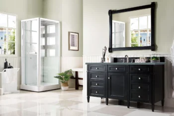 Brittany 60" Single Vanity, Black Onyx, w/ 3 CM Cala Blue Top - Image 3