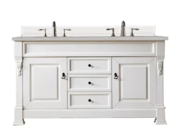 Brookfield 60" Double Vanity, Bright White w/ 3 CM Eternal Serena Quartz Top
