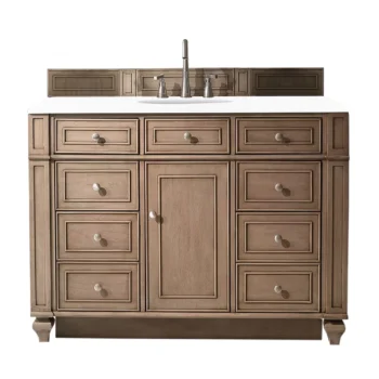 Bristol 48" Single Vanity, Whitewashed Walnut w/ 3 CM White Zeus Quartz Top