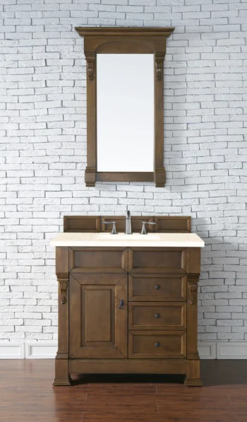 Brookfield 36" Single Vanity, Country Oak w/ 3 CM Eternal Marfil Quartz Top - Image 2