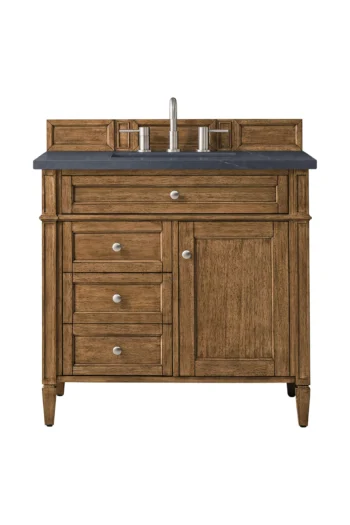 Brittany 36" Single Vanity, Saddle Brown w/ 3 CM Charcoal Soapstone Quartz Top