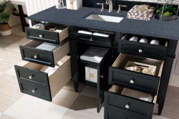 Brittany 60" Single Vanity, Black Onyx, w/ 3 CM Charcoal Soapstone Quartz Top - Image 4