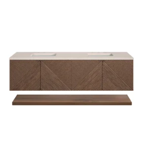 Marcello 72″ Double Vanity, Chestnut w/ 3 CM Eternal Marfil Top