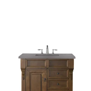 Brookfield 36″ Single Vanity, Country Oak w/ 3 CM Grey Expo Top