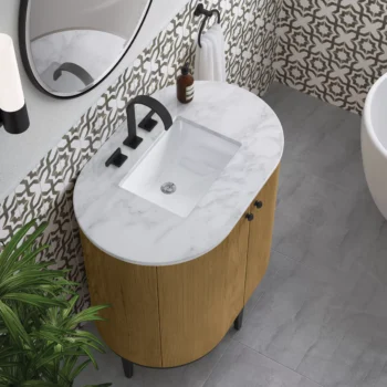 Bellamy 36" Single Vanity, Rustic Oak w/ Carrara Marble Top - Image 5