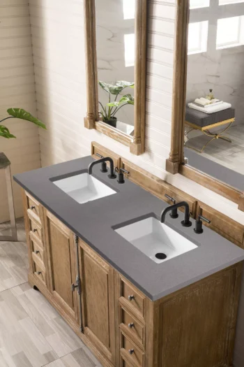 Providence 60" Double Vanity, Driftwood w/ 3 CM Grey Expo Quartz Top - Image 3