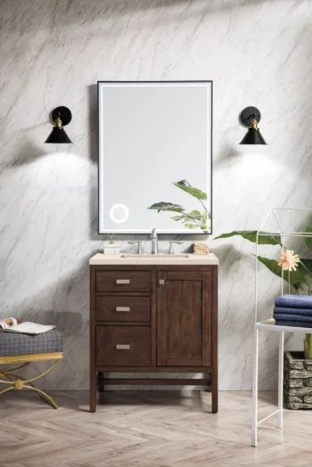 Addison 30" Single Vanity, Mid-Century Acacia w/ 3 CM Eternal Marfil Quartz Top - Image 2