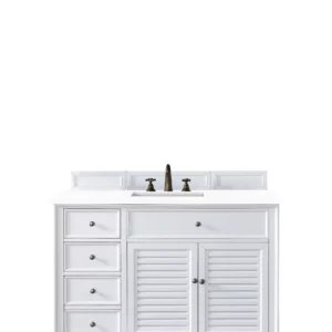 Savannah 48″ Single Vanity, Bright White w/ 3 CM White Zeus Quartz Top