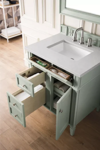 Brittany 30" Single Vanity, Sage Green, w/ 3 CM Eternal Serena Quartz Top - Image 4