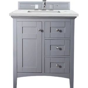 Palisades 30″ Single Vanity, Silver Gray w/ 3 CM Ethereal Noctis Quartz Top