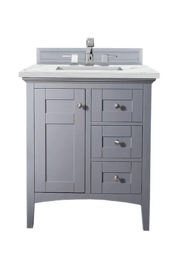 Palisades 30" Single Vanity, Silver Gray w/ 3 CM Ethereal Noctis Quartz Top