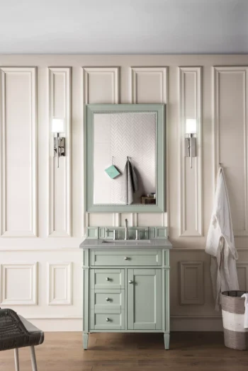 Brittany 30" Single Vanity, Sage Green, w/ 3 CM Grey Expo Quartz Top - Image 2