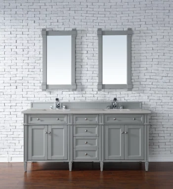 Brittany 72" Double Vanity, Urban Gray w/ 3 CM Eternal Serena Quartz Top - Image 2