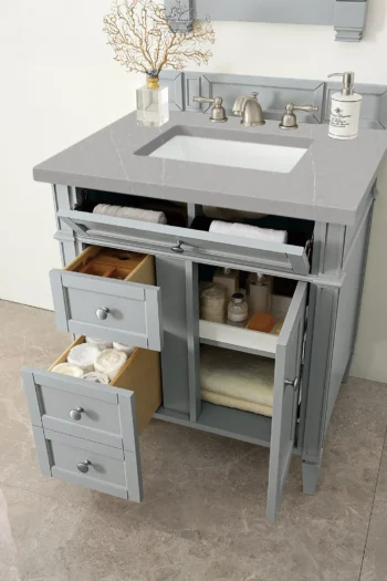 Brittany 30" Single Vanity, Urban Gray, w/ 3 CM Eternal Serena Quartz Top - Image 4