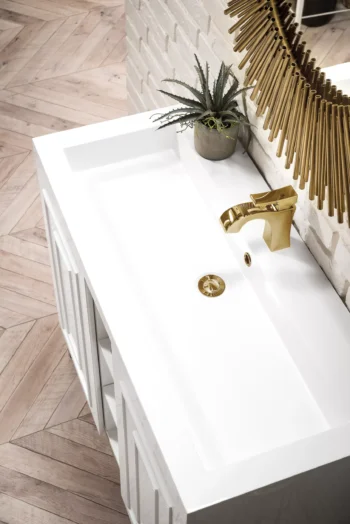 Alicante 39.5" Single Vanity, Glossy White w/ White Glossy Composite Stone Top - Image 6