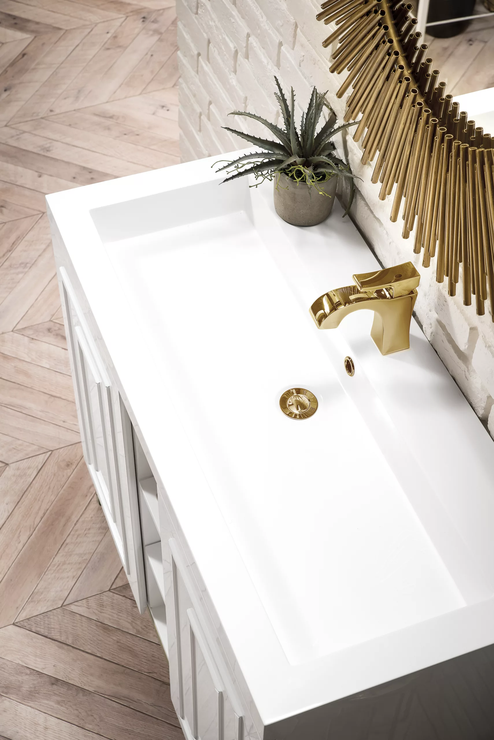 Alicante 39.5" Single Vanity, Glossy White w/ White Glossy Composite Stone Top - Image 6