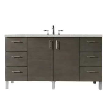 Metropolitan 60" Single Vanity, Silver Oak w/ 3 CM Eternal Serena Quartz Top