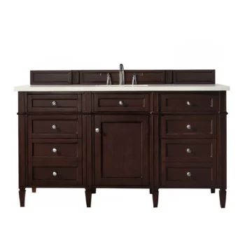 Brittany 60" Single Vanity, Burnished Mahogany w/ 3 CM Eternal Marfil Quartz Top