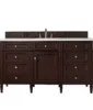 Brittany 60″ Single Vanity, Burnished Mahogany w/ 3 CM Eternal Marfil Quartz Top