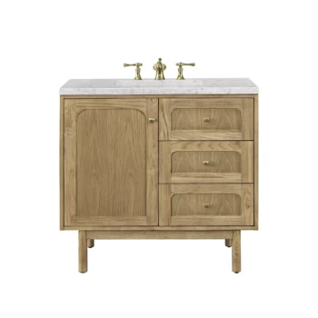 Laurent 36" Single Vanity, Light Natural Oak w/ 3 CM Eternal Jasmine Pearl Top