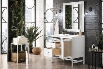 Addison 36" Single Vanity, Glossy White w/ 3 CM Carrara White Top - Image 4