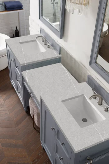 Copper Cove Encore 86" Double Vanity Set, Silver Gray w/ 3 CM Eternal Serena Quartz Top - Image 4