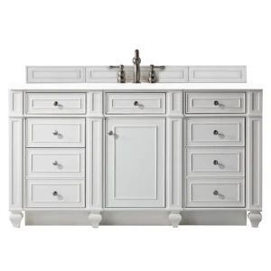 Bristol 60″ Single Vanity, Bright White w/ 3 CM White Zeus Quartz Top