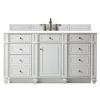 Bristol 60" Single Vanity, Bright White w/ 3 CM White Zeus Quartz Top