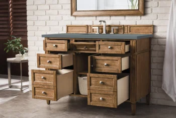 Brittany 48" Single Vanity, Saddle Brown w/ 3 CM Cala Blue Quartz Top - Image 4