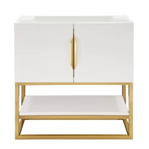 Columbia 31.5″ Single Vanity Cabinet, Glossy White, Radiant Gold