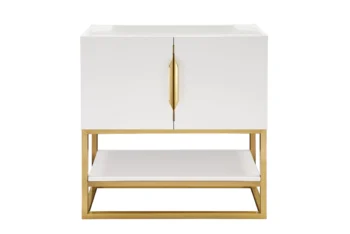 Columbia 31.5" Single Vanity Cabinet, Glossy White, Radiant Gold
