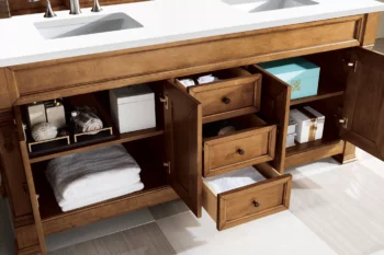 Brookfield 72" Double Vanity, Country Oak w/ 3 CM White Zeus Quartz Top - Image 4