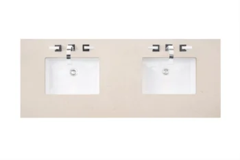 Brittany 60" Double Vanity, Black Onyx w/ 3 CM Eternal Marfil Quartz Top - Image 5