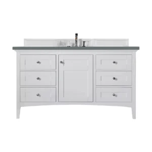 Palisades 60″ Single Vanity, Bright White w/ 3 CM Cala Blue Top