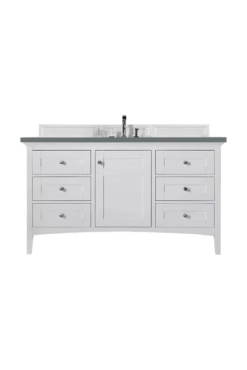 Palisades 60" Single Vanity, Bright White w/ 3 CM Cala Blue Top
