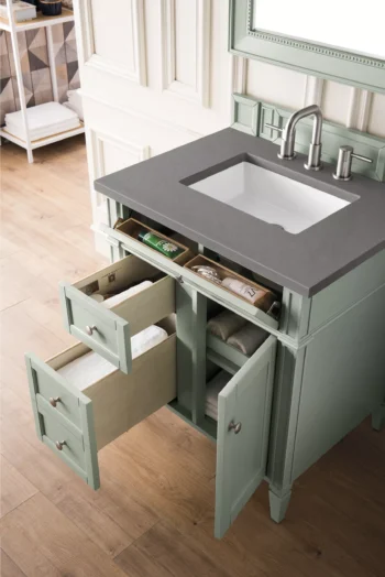Brittany 30" Single Vanity, Sage Green, w/ 3 CM Grey Expo Quartz Top - Image 4