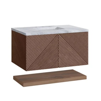 Marcello 36" Single Vanity, Chestnut w/ 3 CM Carrara Marble Top - Image 6