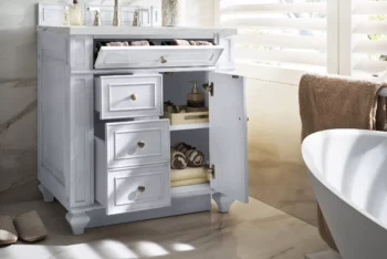 Bristol 30" Single Vanity, Bright White w/ 3 CM Ethereal Noctis Quartz Top - Image 4