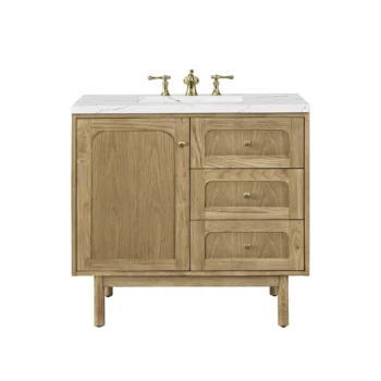 Laurent 36" Single Vanity, Light Natural Oak w/ 3 CM Ethereal Noctis Top