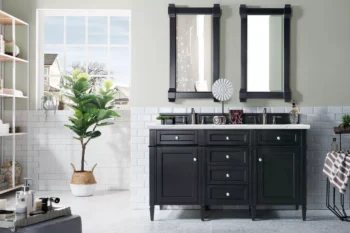 Brittany 60" Double Vanity, Black Onyx w/ 3 CM Ethereal Noctis Quartz Top - Image 2