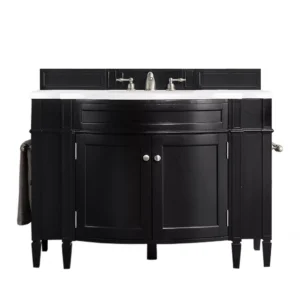 Brittany 46″ Single Vanity, Black Onyx w/ 3 CM White Zeus Quartz Top