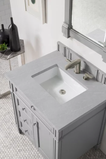 Brittany 30" Single Vanity, Urban Gray, w/ 3 CM Eternal Serena Quartz Top - Image 3