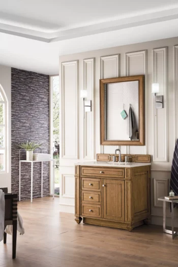 Bristol 36" Single Vanity, Saddle Brown w/ 3 CM Eternal Marfil Quartz Top - Image 3