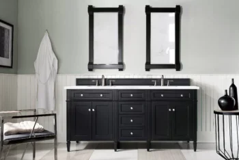 Brittany 72" Double Vanity, Black Onyx w/ 3 CM Arctic Fall Solid Surface Top - Image 2