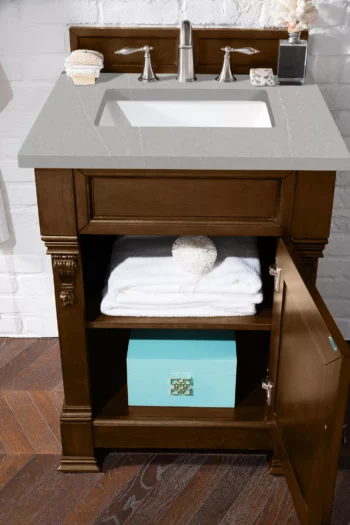 Brookfield 26" Single Vanity, Country Oak w/ 3 CM Eternal Serena Quartz Top - Image 3