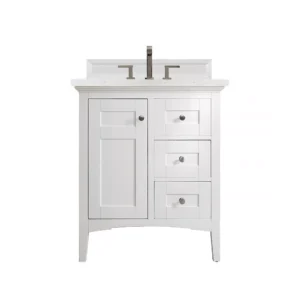 Palisades 30″ Single Vanity, Bright White w/ 3 CM Eternal Jasmine Pearl Quartz Top