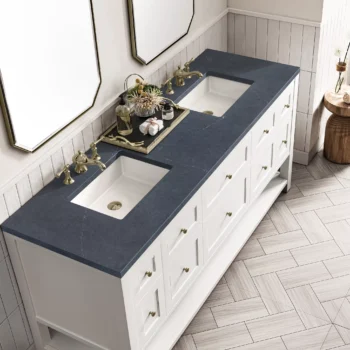 Breckenridge 72" Double Vanity, Bright White w/ 3 CM Charcoal Soapstone Top - Image 5