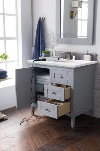 Palisades 36" Single Vanity, Silver Gray w/ 3 CM Arctic Fall Solid Surface Top - Image 4