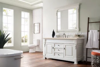 Brookfield 60" Single Vanity, Bright White w/ 3 CM Eternal Marfil Quartz Top - Image 3