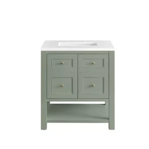 Breckenridge 30″ Single Vanity, Smokey Celadon w/ 3 CM White Zeus Top